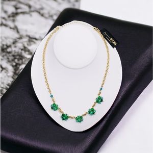 🍀🎉Host Pick🎉 COPY ☘️ 3 Leaf Clover Vintage Gold Emerald Necklace NWT